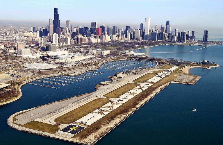 Meigs field reopening in Chicago. Runway.