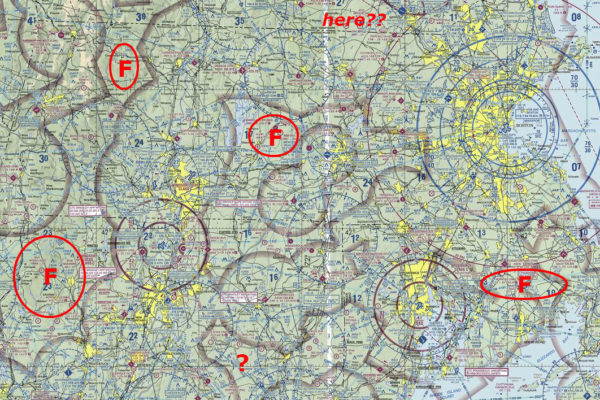 FAA airspace sectional chart used by pilots to determine airspace locations on VFR sectional charts
